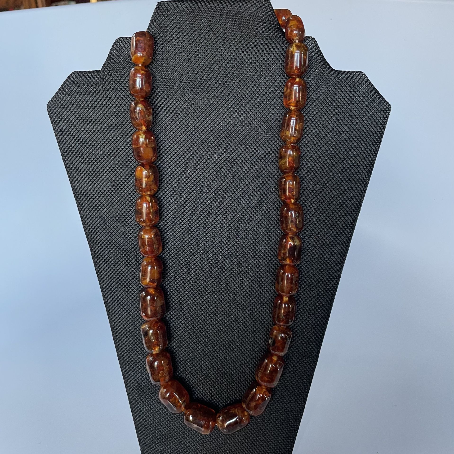 Vintage Amber Bead Necklace 24” L