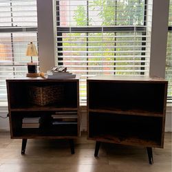 Set of 2 Rustic Wood Nightstands / Side Tables with Storage