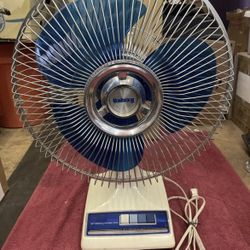 Vintage Galaxy 12" 3 Speed Oscillating Fan Type 12-1 Retro Transparent Blue Blade K1