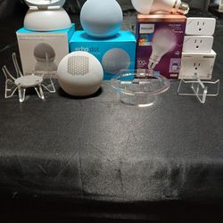 Alexa Echo Dots with multiple accessories