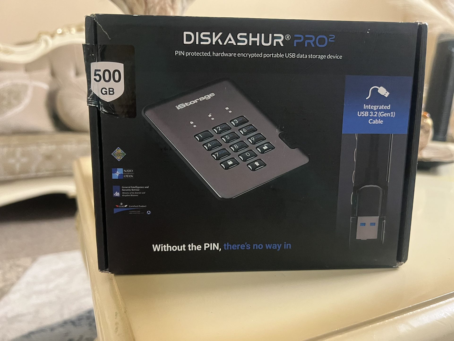 iStorage diskAshur2 HDD 500 GB | Secure Portable Hard Drive | Password Protected | Dust/Water-Resistant | Hardware Encryption