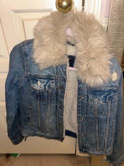 Abercrombie Jean jacket with fur size small