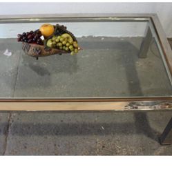 Modern Chrome And Glass Coffee Table 