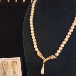 Pearl/earrings Necklace Set ( Faux  )