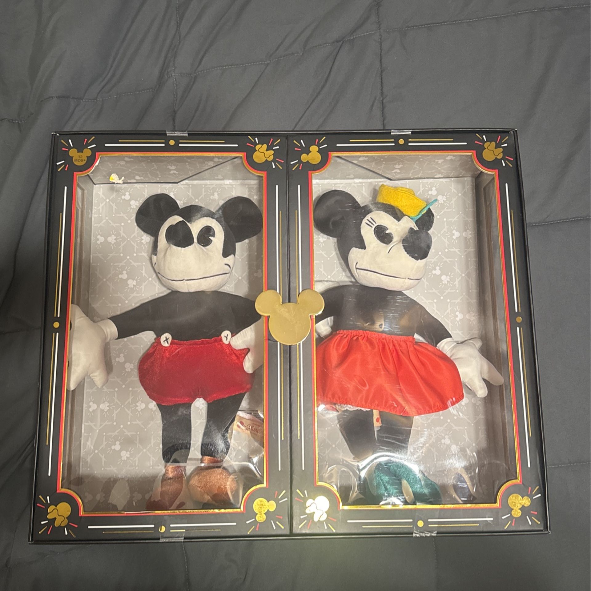 New Disney 90th Anniversary Limited Release 1933 Vintage Mickey And Minnie Plush Fill Set