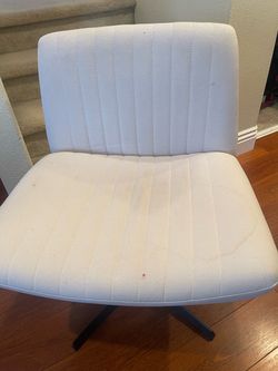 White Fabric Armless Accent Chair