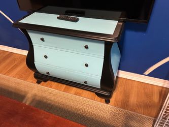 Teal and Black Bombe Chest Dresser