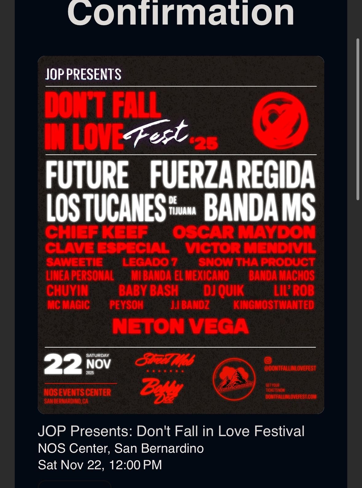 Don’t Fall In Love Ticket