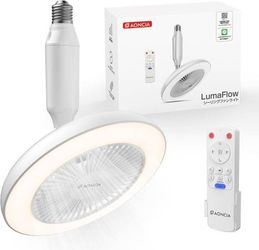 Brand New Lightbulb Socket E26 Fan and Light with Remote 1500LM Adjustable 8 inch