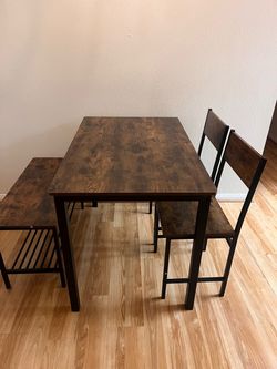 Dining Table Set – Table, 2 Chairs & Bench