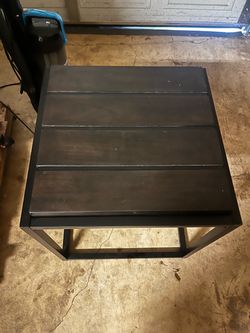 Black Wood and Metal Slate Side Table