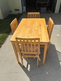 Wood Dining Table with 4 Chairs