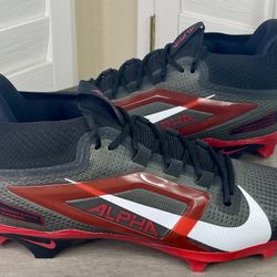 Nike Alpha Menace 4 Elite Red/Black/Charcoal Football Cleats - FZ7701-004 - Men’s Size 14 - New