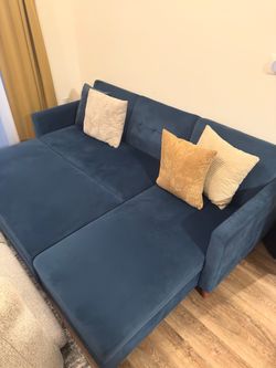 Modern Blue Modular Sectional Sofa – Good Condition