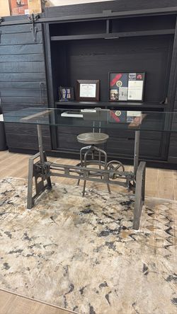 Arhaus Industrial Crank Desk + Office Chair