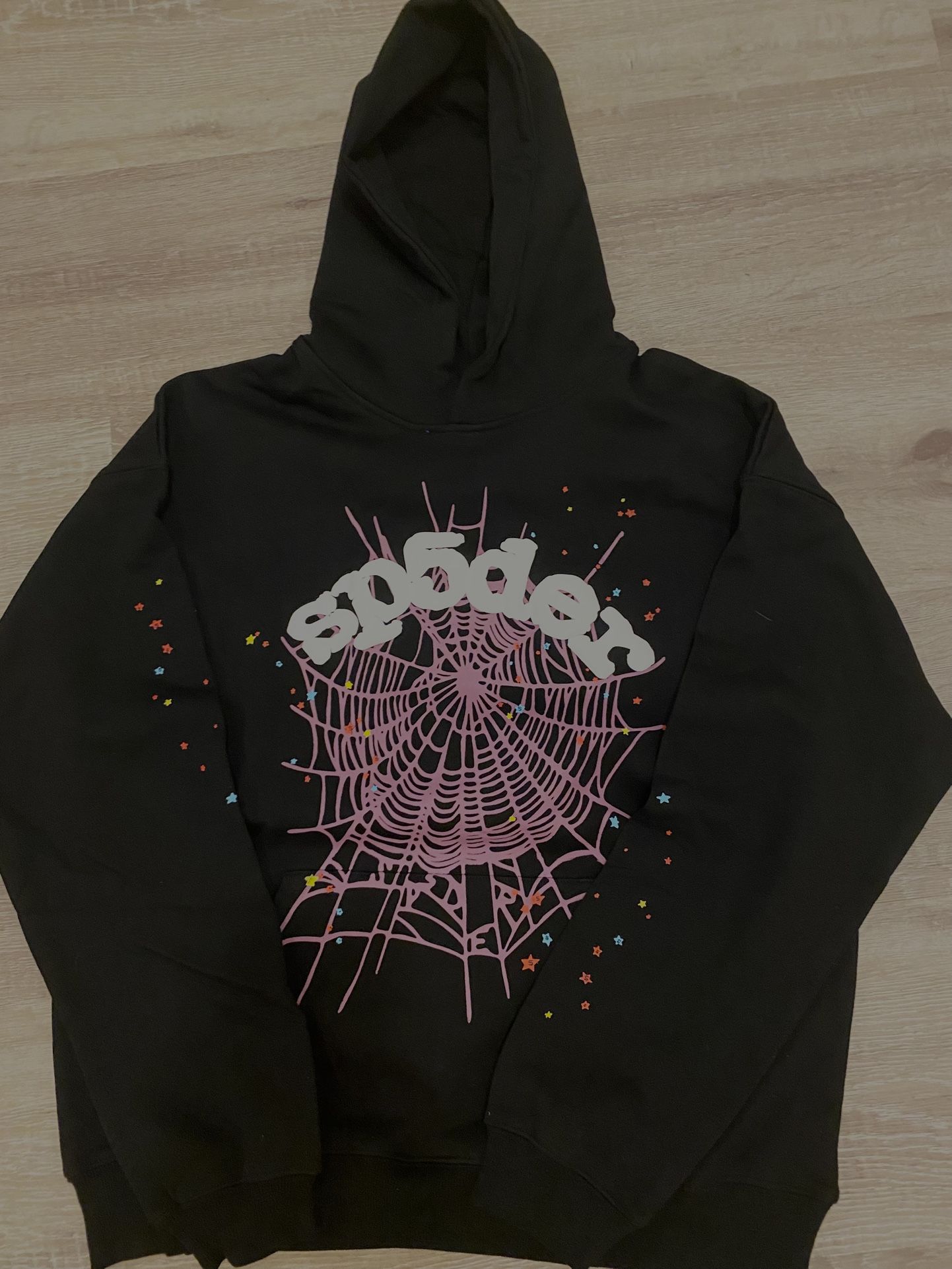 Mens Large Black And Pink Spider Worldwide Hoodie