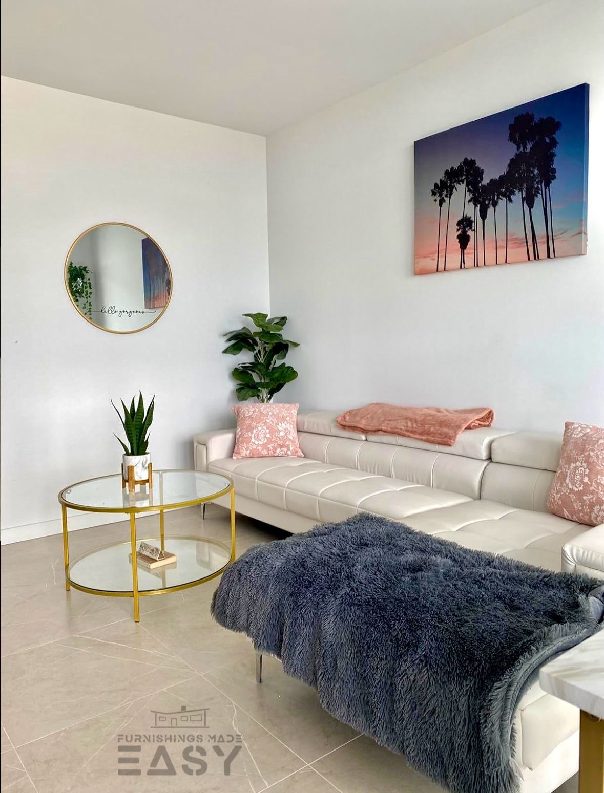 Luxurious White Leather Sectional