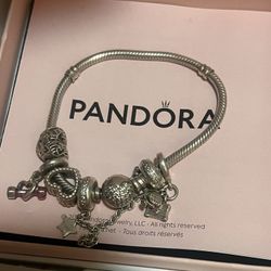 Authentic Pandora Bracelet - 17cm (6.7”) with Charms + Box