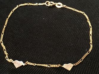 14k solid gold heart children bracelet