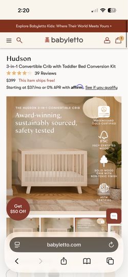 Hudson BabyLetto Crib and toddler bed