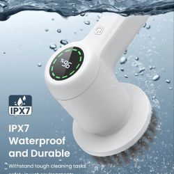Brand New Electric Spin Scrubber with Digital Display - Cordless Electric Shower Scrubber with 5 Replaceable Heads 2 Adjustable Speeds