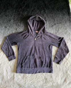 Juicy Couture Velvet Velour Y2K-Era Zip-Up Navy Jacket, Size Large