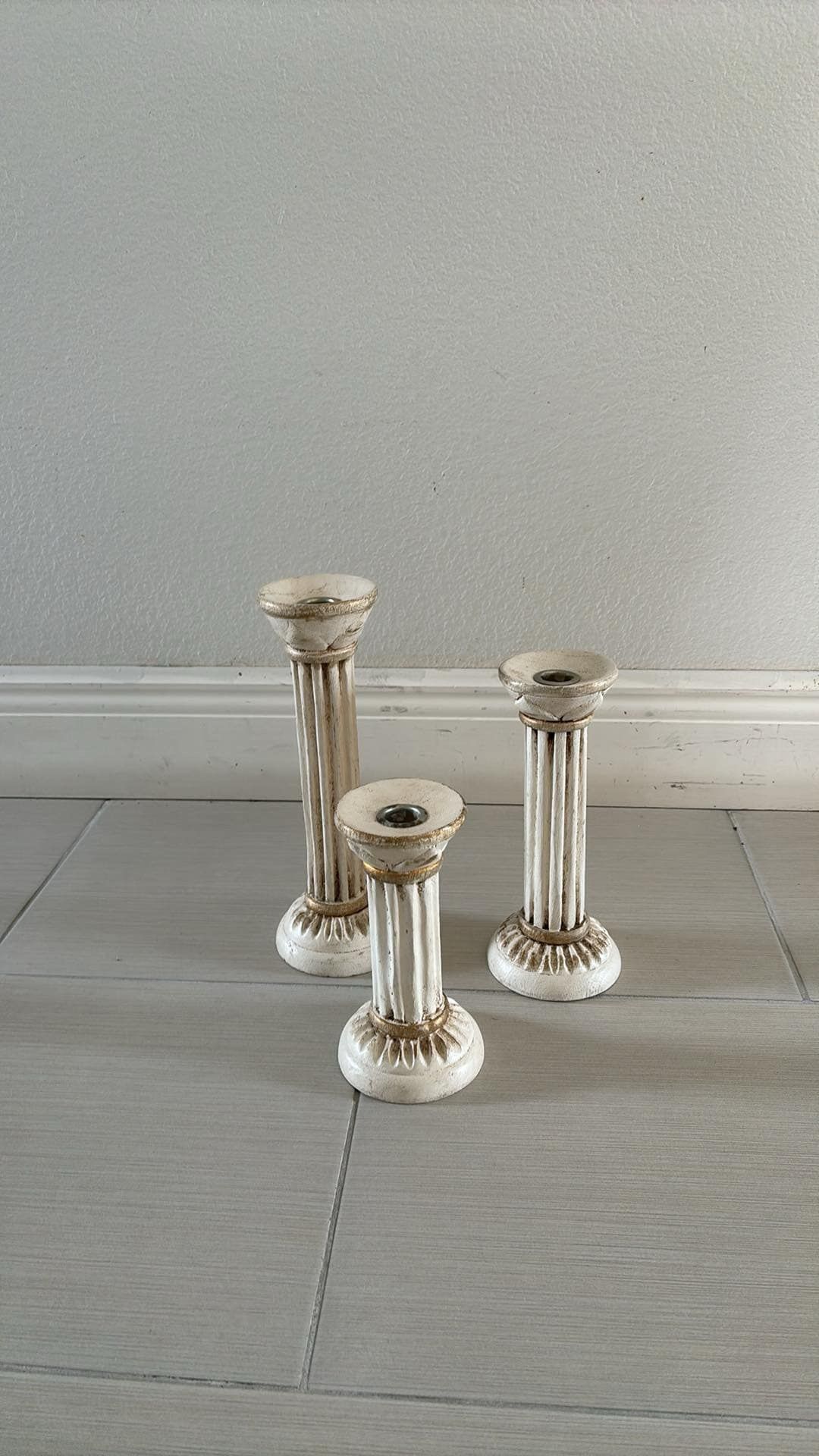 Set Of 3 Wooden Candles Holder Size 11”,9” And 5” H All For $12