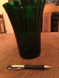 Green glass vase