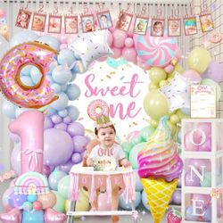 Daidle 1st Birthday Decorations for Girl, 128pcs Sweet One Birthday Party