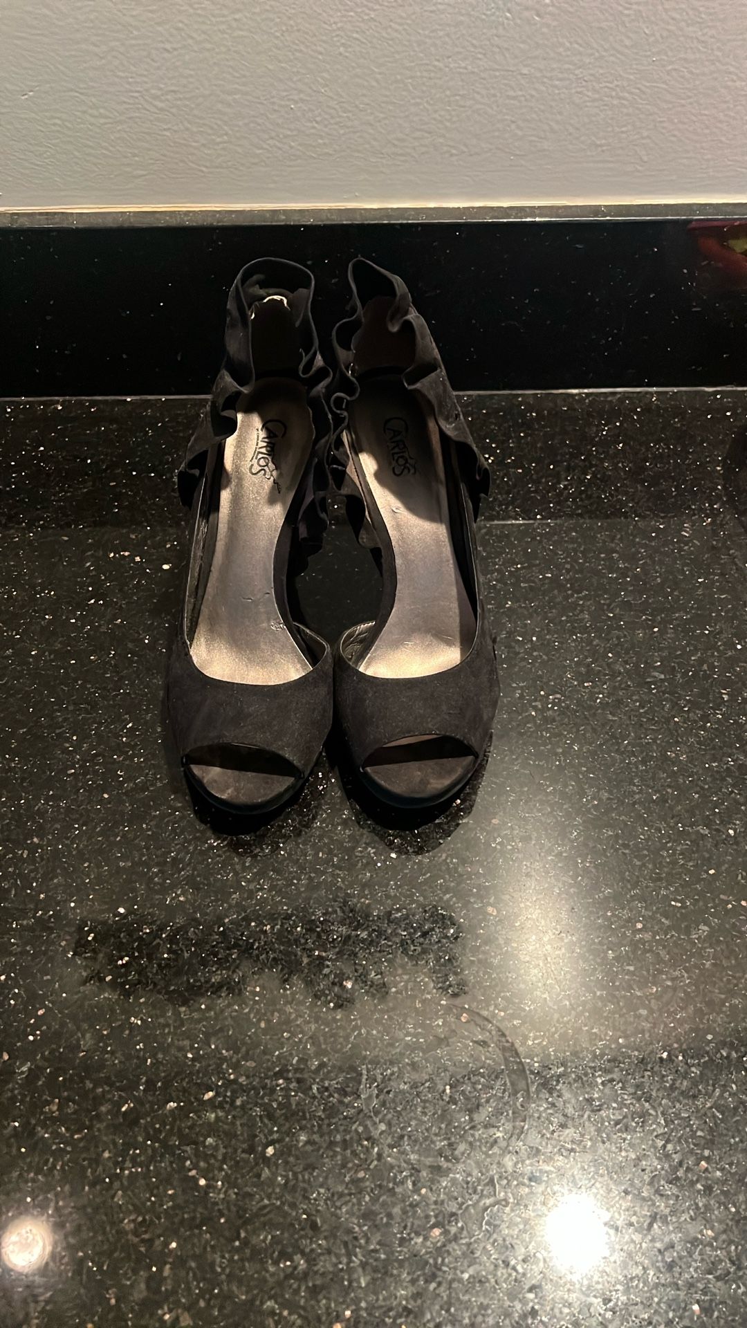 Carlos Santana Peep Toe Heels Black