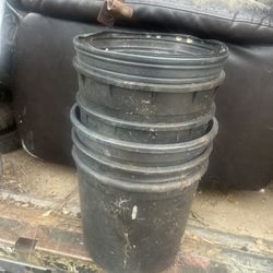 Free Set of Black Plastic Plant Buckets