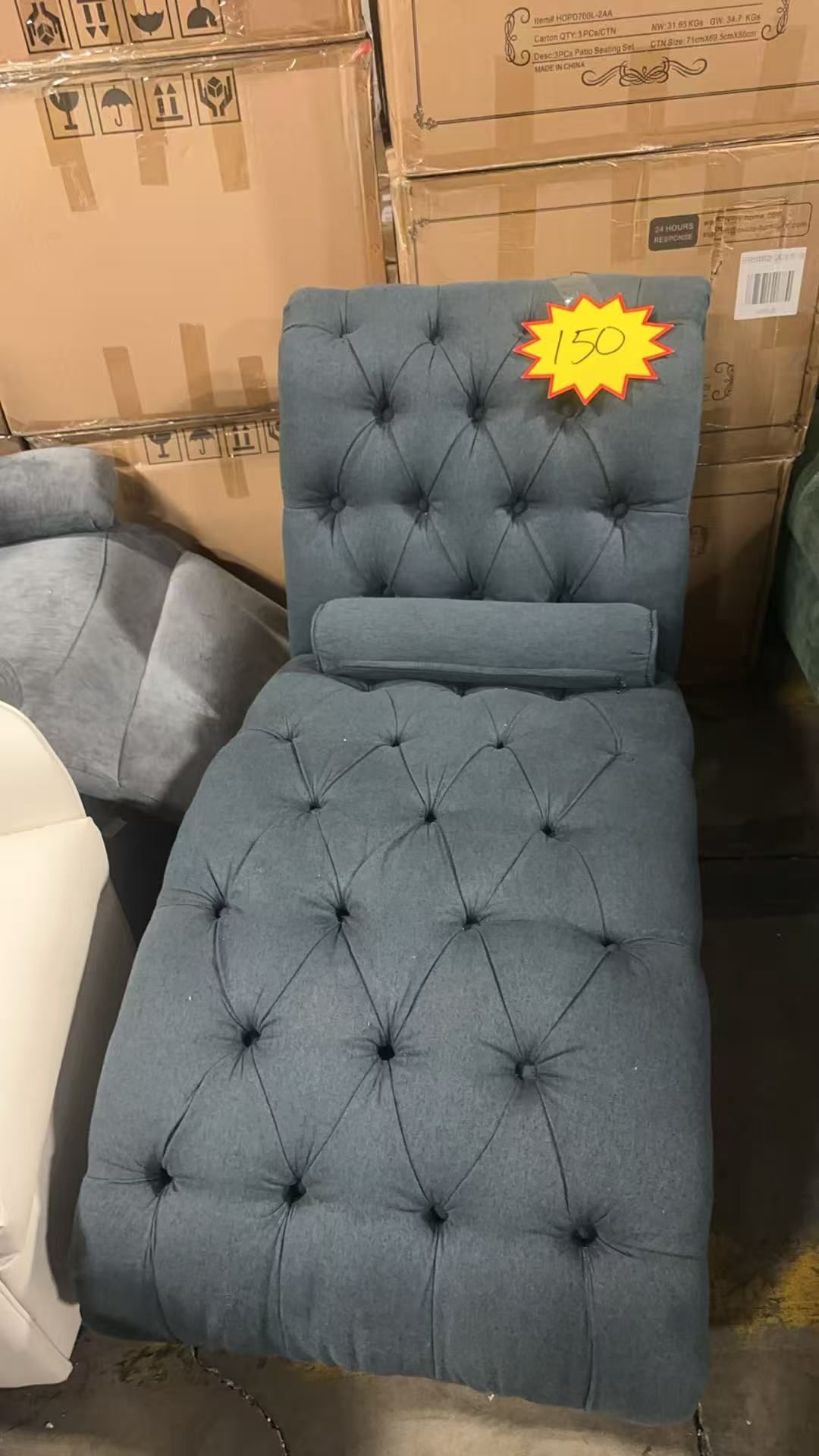 🔥 final sale🔥Button-Tufted Chaise Lounge Chair, Sofa Chaise Chair Indoor with Nailhead Trim, Support Pillow and Wood Legs, Leisure Sofa Recliner for