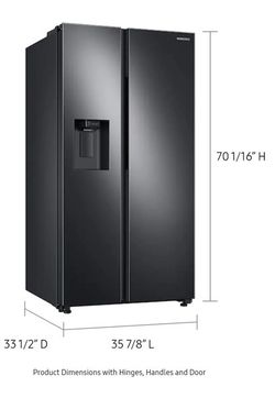 Used Samsung 27.4 cu. ft. Large Capacity Side-by-Side Refrigerator in Black Stainless Steel