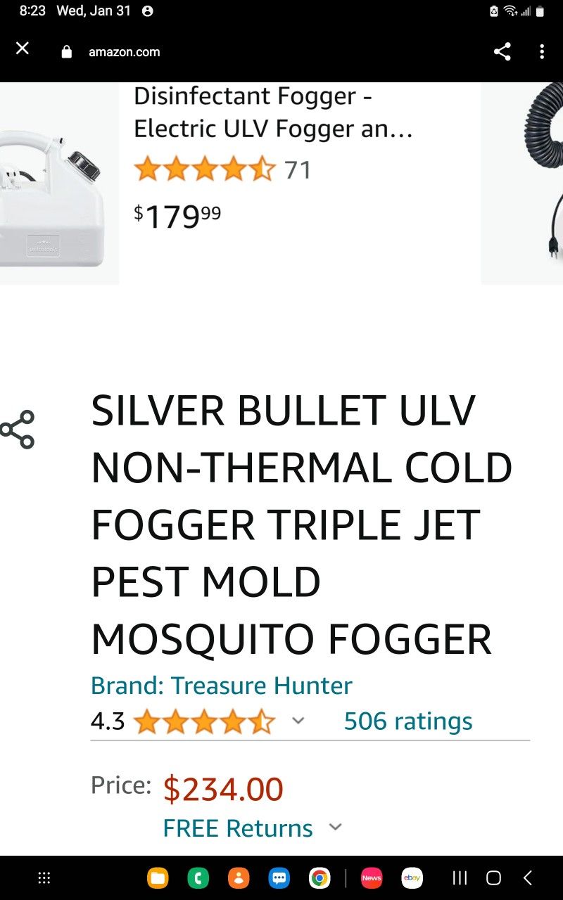 SILVER BULLET ULV NONTHERMAL COLD FOGGER TRIPLE JET PEST MOLD MOSQUITO