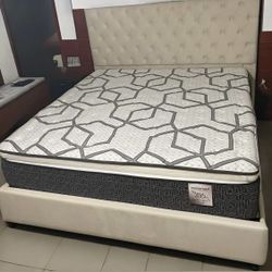 King Size Mattress Pillow Top 14” Inches  Excellent Comfort Also Available: Twin, Full, And Queen New From Factory With Its Plastic Same Day Delivery 