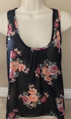 Black Floral Tank S