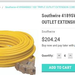 3 Outlet 100ft Cord