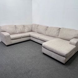 Beige U-Shaped Sectional Sofa with Chaise - Retails 2.4k