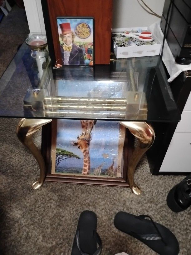 Brass End Tables With Glass Top