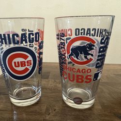 2 Chicago Cubs Official 16oz Drinking Glasses 