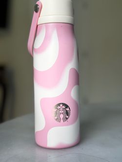 Starbucks Pink & White Floral Water Bottle with Carry Handle – Limited Edition