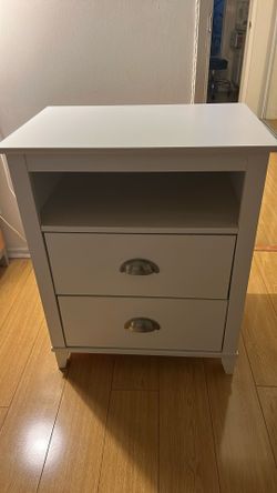 New White Natural Wood & Wood Composite Small Dresser One Shelf & 2 Drawers
