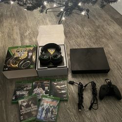 Xbox One X with Headset, Controller, And 5 Games!