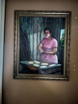 Beautiful painting Woman making Tortillas