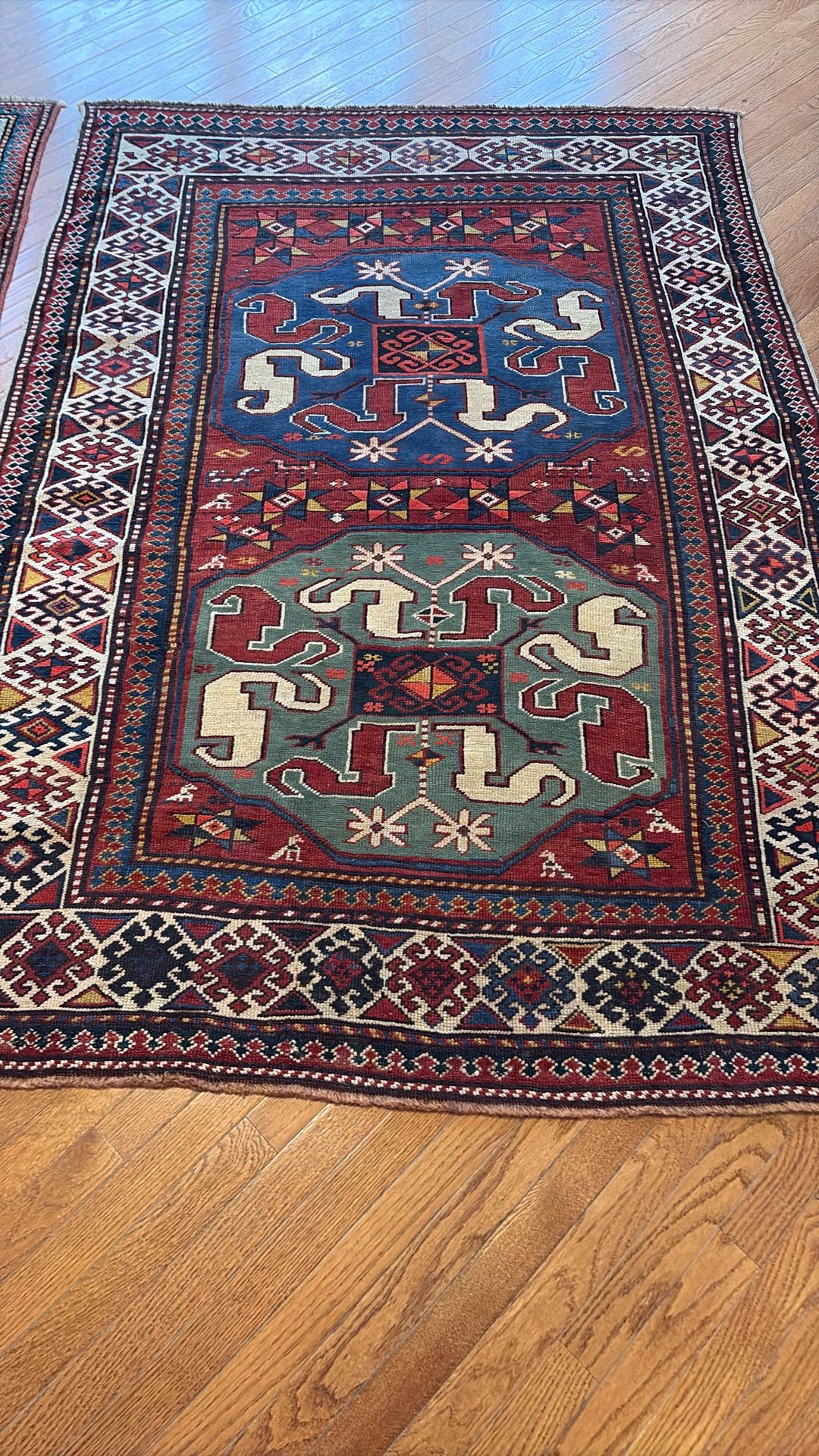 1870 Antique Caucasian Kazak Rug 5x7