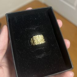 10K Gold Square Nugget Ring