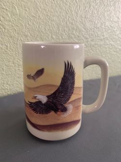 Vintage Otagiri Japan Bald Eagle Ceramic Coffee Mug - Soaring Eagle Mountains