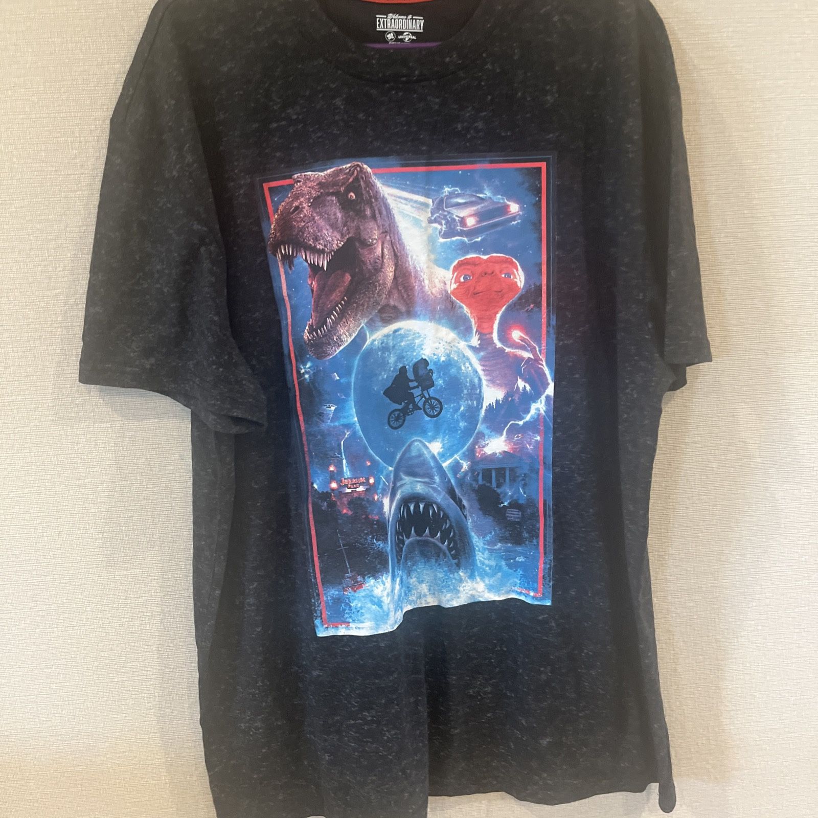 Universal Black Kids T Shirt Jaws ET Back To Future Jurassic Park Graphic XXL
