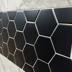 Backsplash Tile $4 Sqft Hexagon Black 4 Inch X 4 Inch