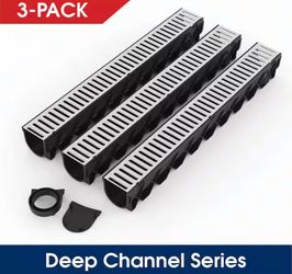 RELN Storm Drain Series 5 in. W x 5.25 in. D x 39.4 in. L Channel Drain Kit with Galvanized Grate (3-Pack)